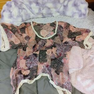 NY Collection Pink and Brown Patterned Top